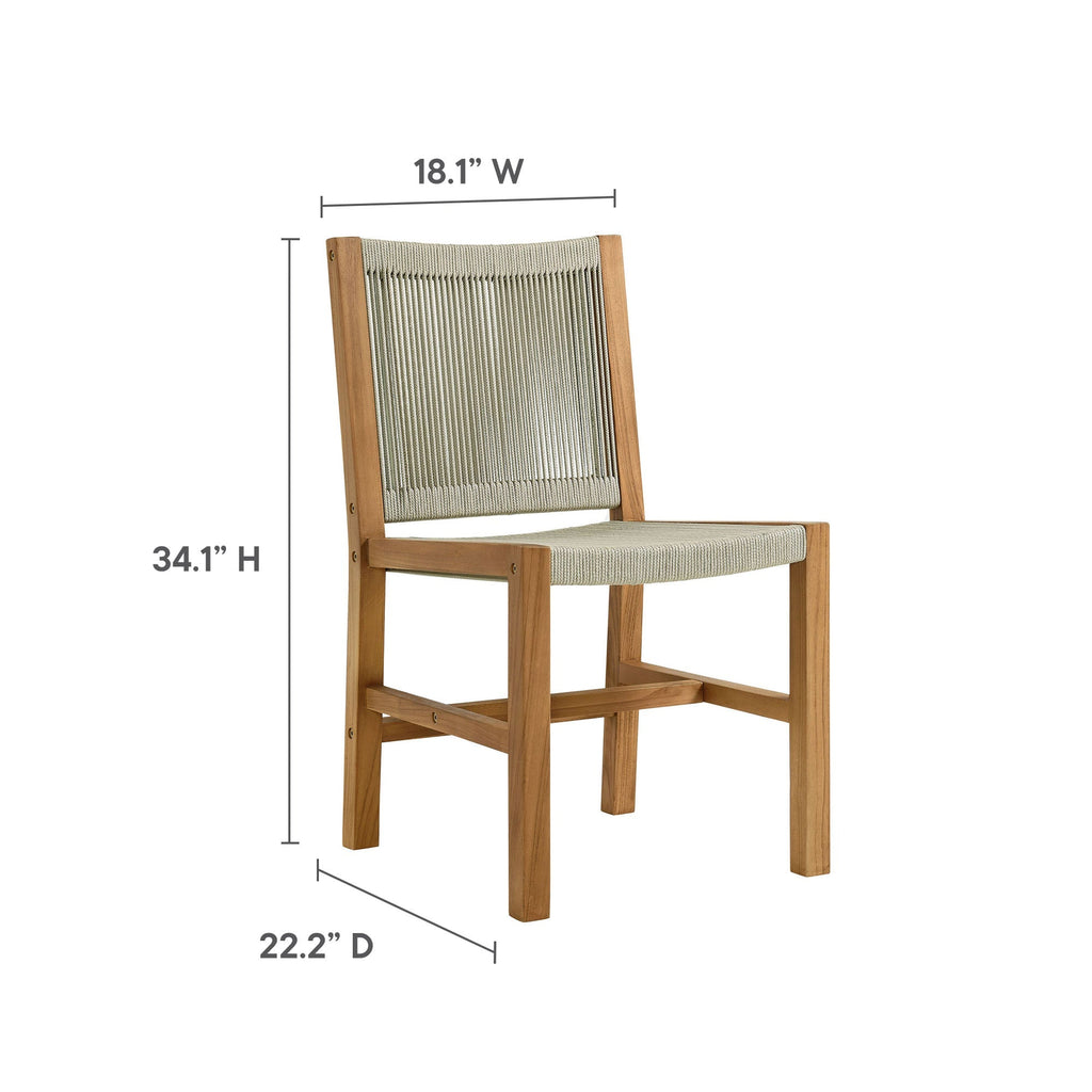 Vienna 7-Piece Outdoor Patio Teak and Rope Dining Set with Curved-Back Armchairs