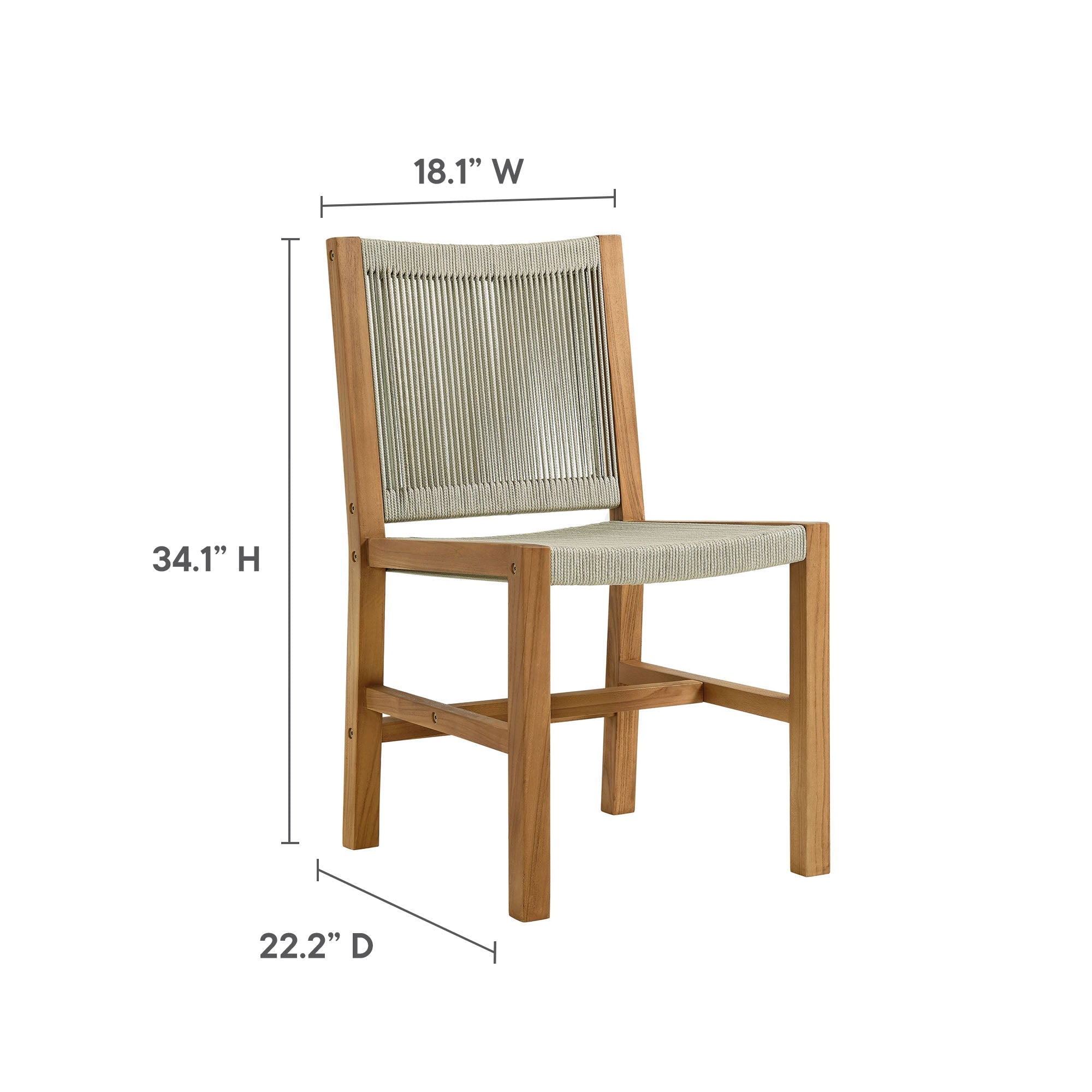 Vienna 7-Piece Outdoor Patio Teak and Rope Dining Set with Curved-Back Armchairs