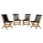 Vienna Outdoor Patio Teak and Rope Folding Chairs Set of 4