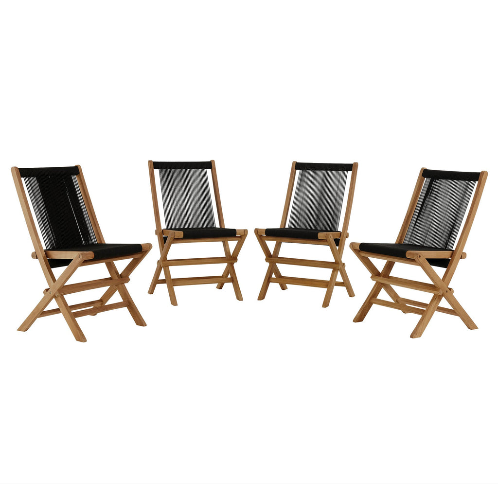 Vienna 7-Piece Outdoor Patio Teak and Rope Dining Set with Curved-Back Armchairs