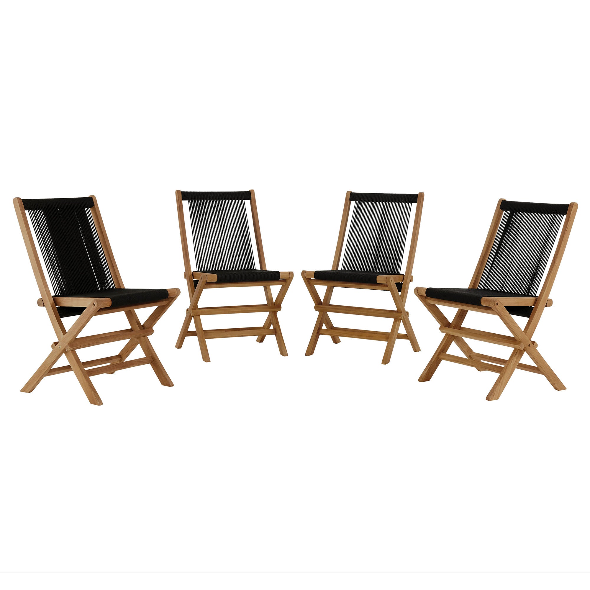 Vienna 7-Piece Outdoor Patio Teak and Rope Dining Set with Curved-Back Armchairs