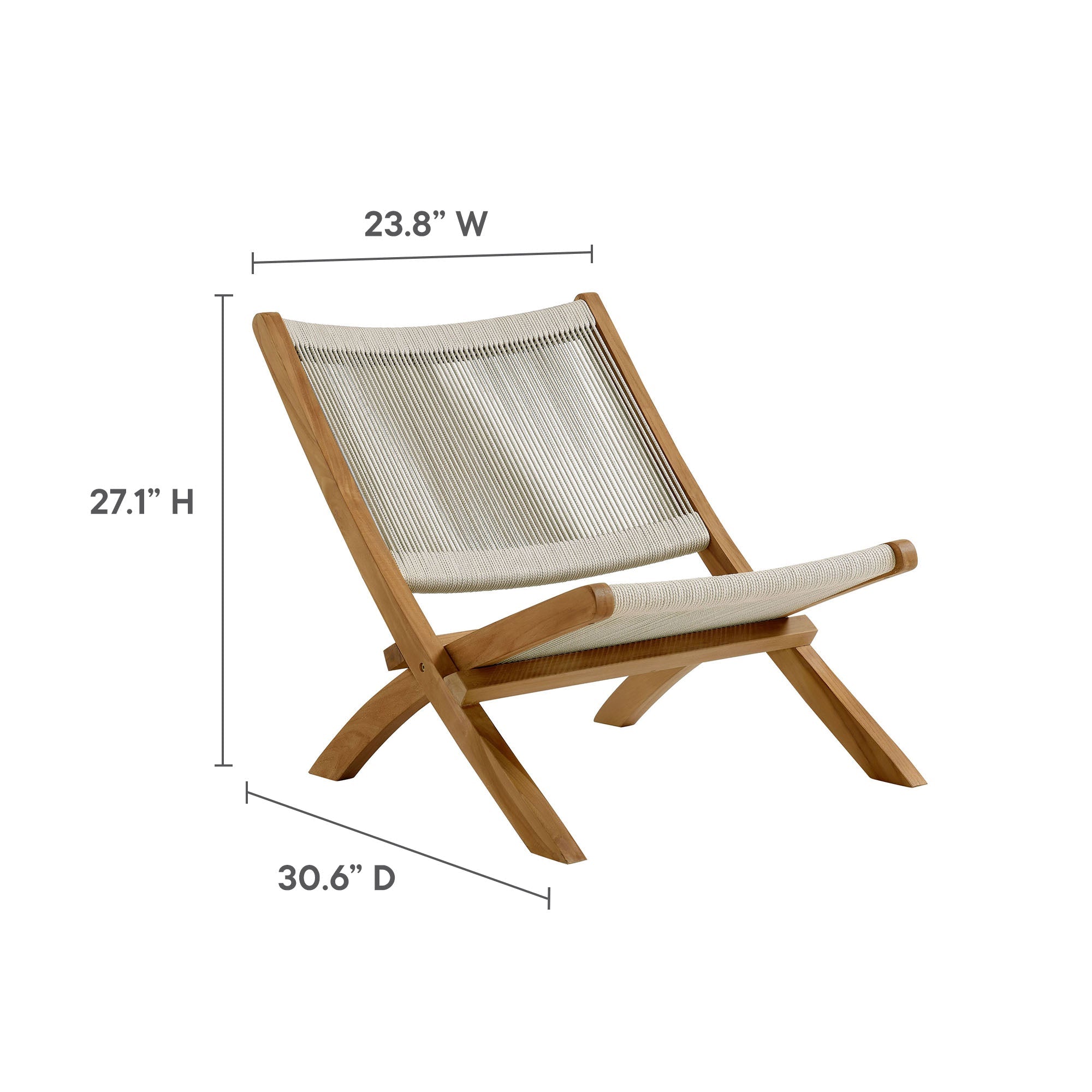 Vienna 7-Piece Outdoor Patio Teak and Rope Dining Set with Curved-Back Armchairs