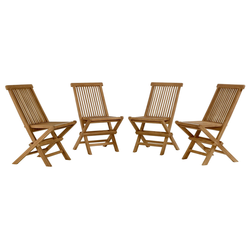 Vienna 5-Piece Outdoor Patio Teak Wood Dining Set with Folding Chairs