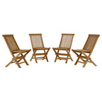Vienna 5-Piece Outdoor Patio Teak Wood Dining Set with Folding Chairs