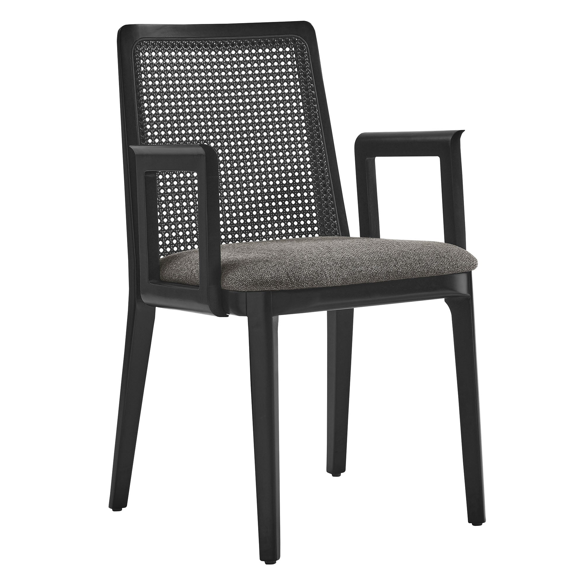 Monarch Beech Wood and Rattan Dining Armchair - EEI-6844-BLK-BLK-GRY