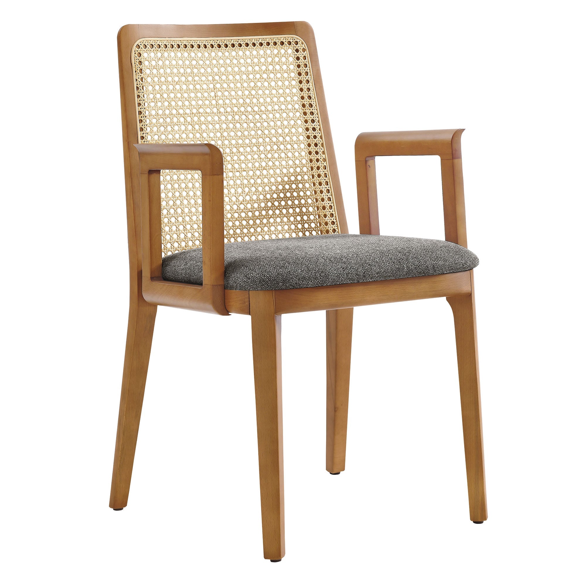 Monarch Beech Wood and Rattan Dining Armchair - EEI-6844-HON-NAT-GRY