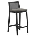 Monarch Beech Wood and Rattan Counter Stool - EEI-6845-BLK-BLK-GRY