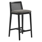 Monarch Beech Wood and Rattan Counter Stool - EEI-6845-BLK-BLK-GRY