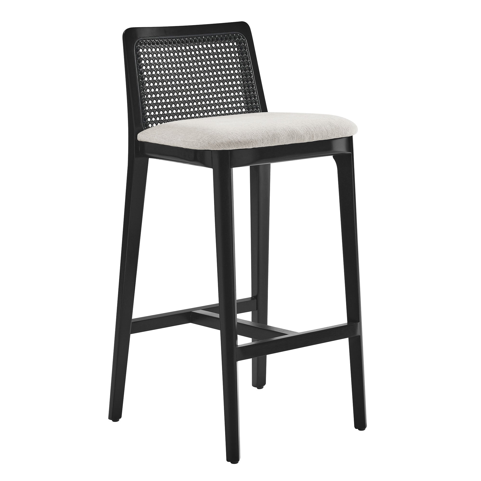 Monarch Wood and Rattan Bar Stool - EEI-6846-BLK-BLK-HEI