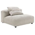 Solace  Modular Corduroy Upholstered Armless Chair and Ottoman Set
