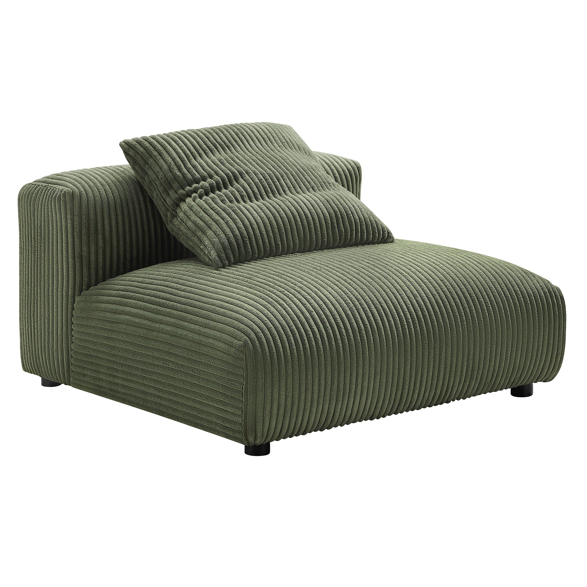 Solace  Modular Corduroy Upholstered Armless Chair and Ottoman Set