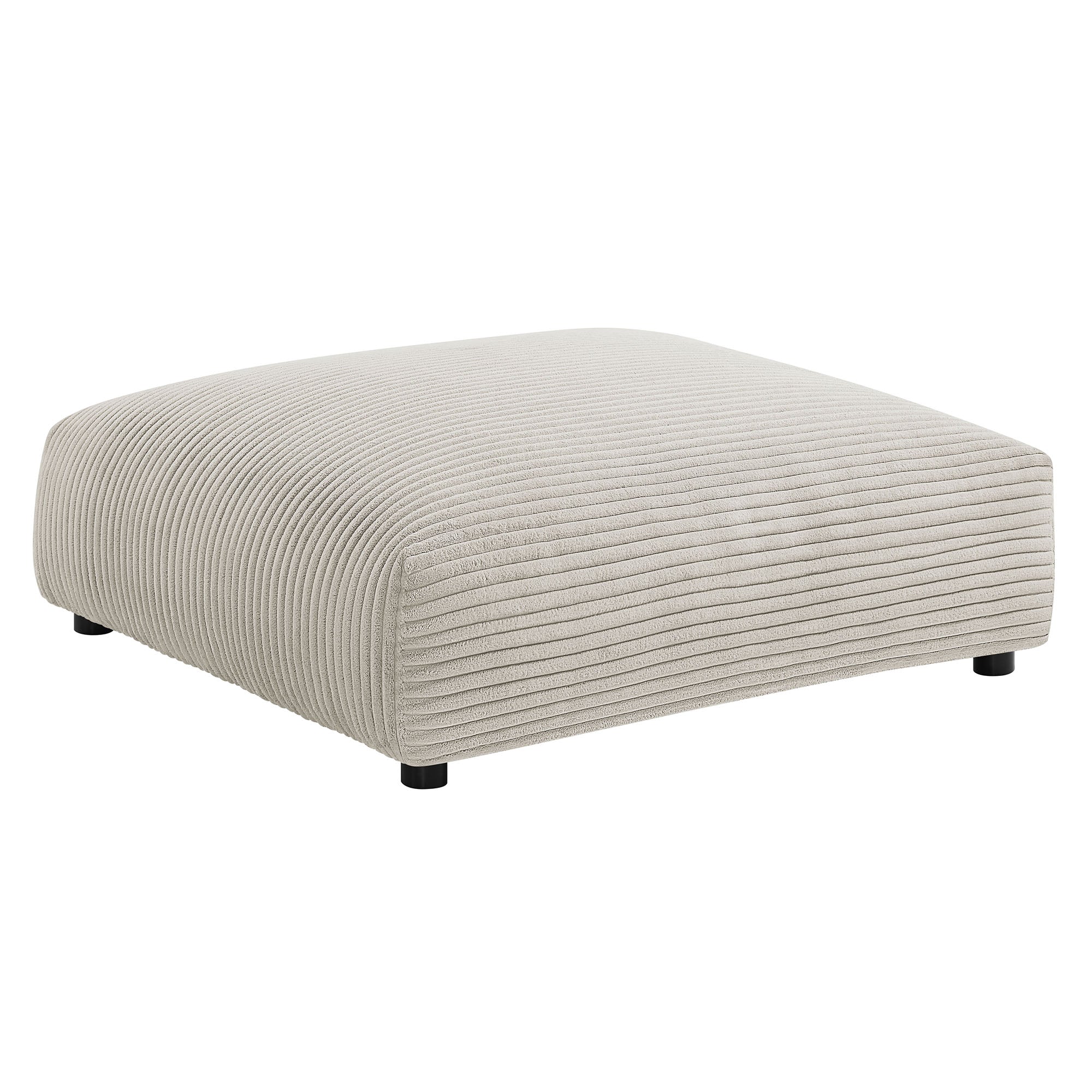 Solace  Modular Corduroy Upholstered Armless Chair and Ottoman Set