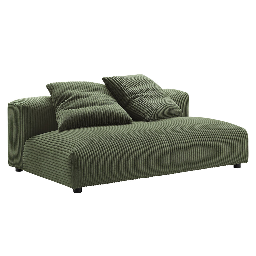 Solace  Modular Corduroy Upholstered Armless Loveseat and Ottoman Set