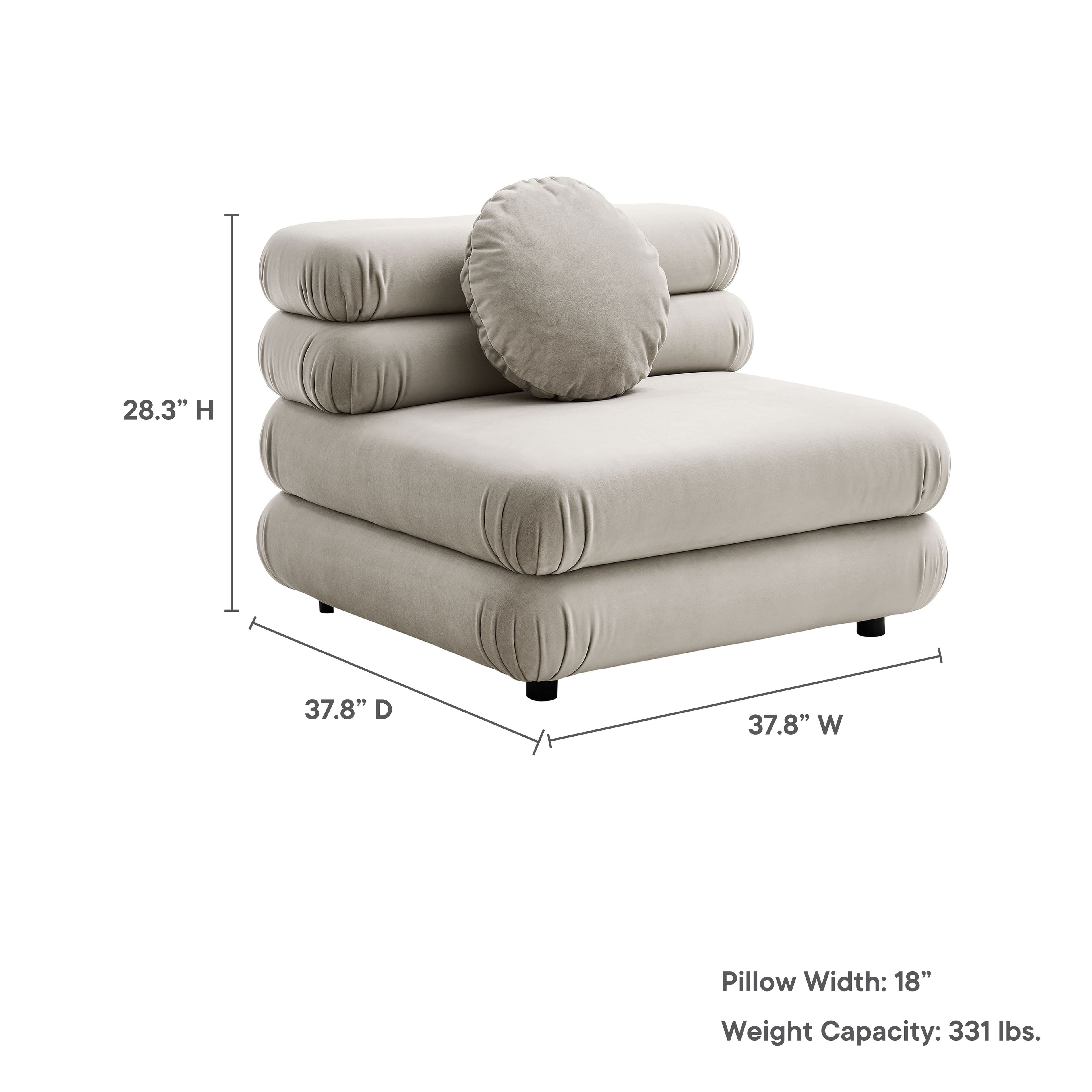 Jubilee Modular Performance Velvet Armless Loveseat