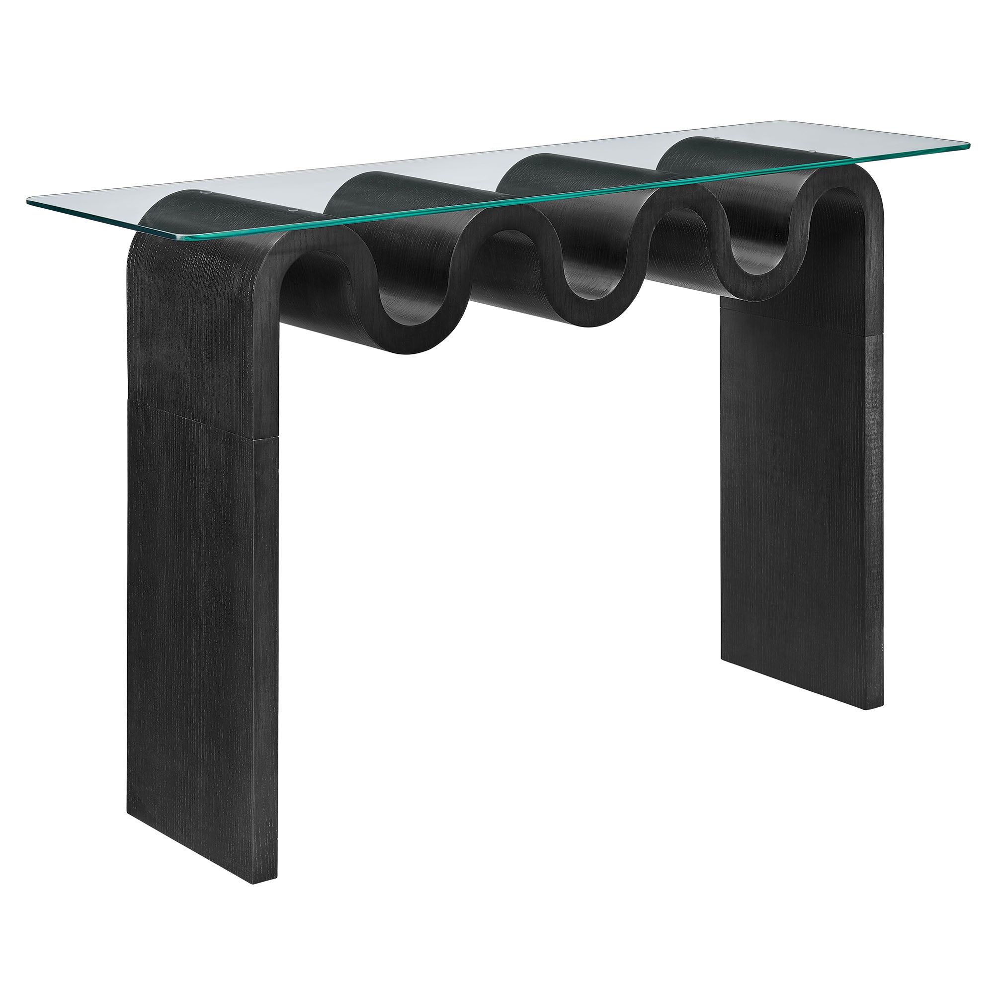 Ondine Glass Top 50" Console Table - EEI-6901-BLK