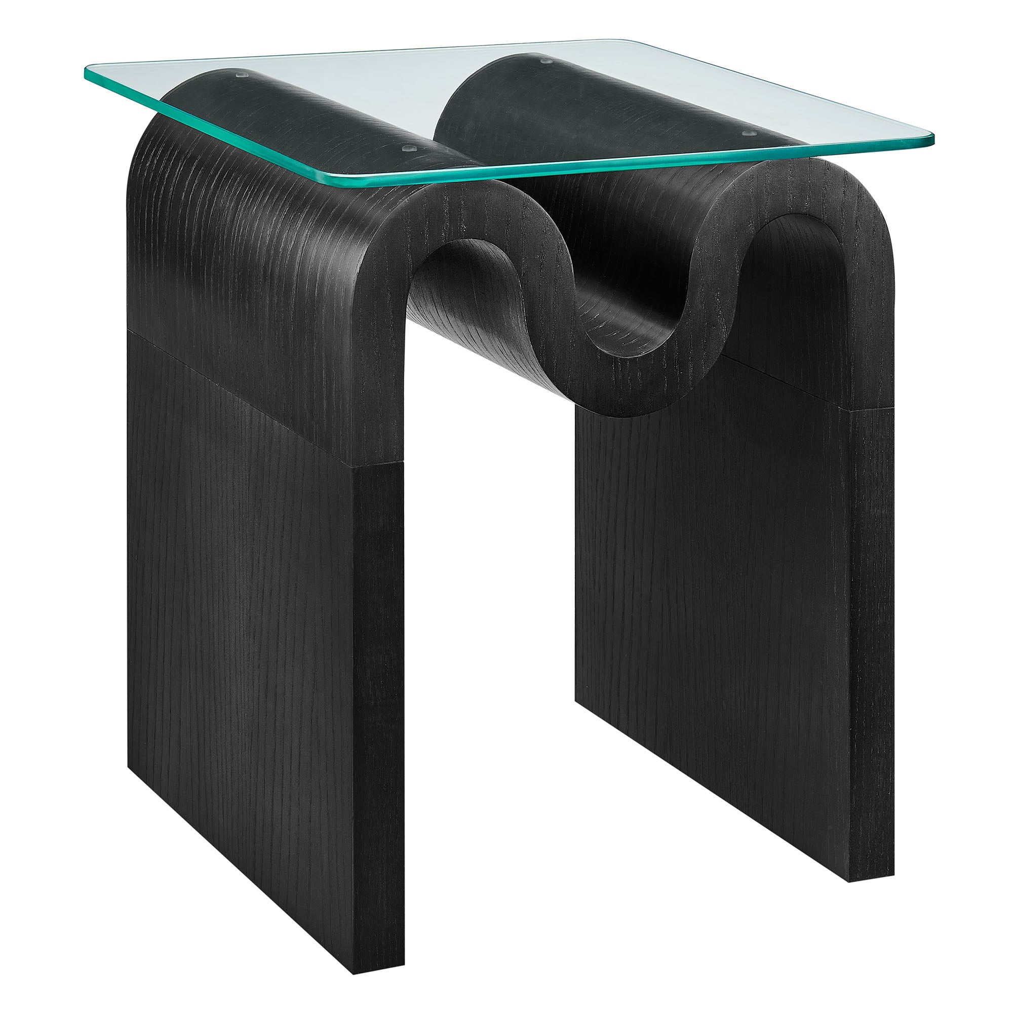 Ondine Glass Top Side Table - EEI-6902-BLK