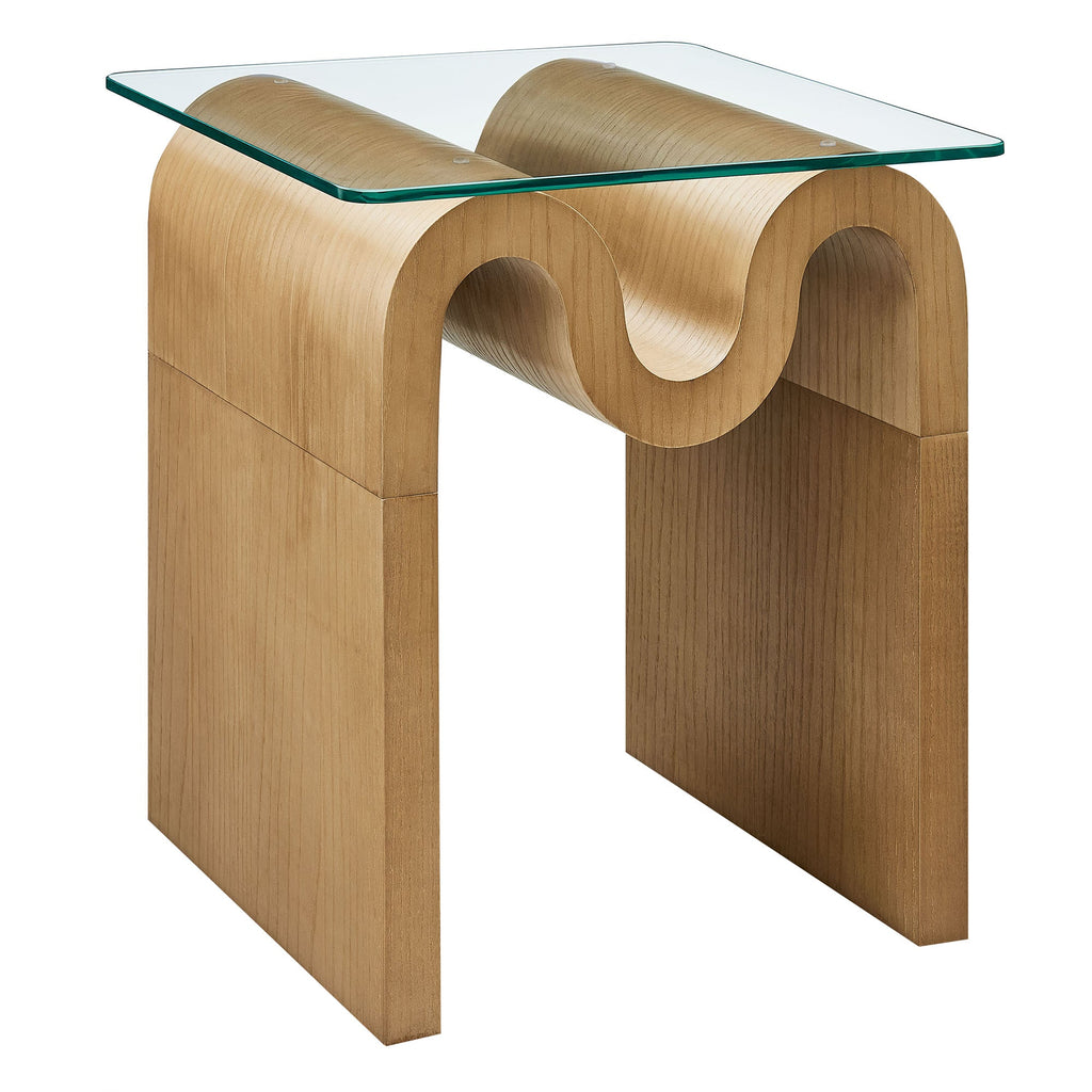 Ondine Glass Top Side Table - EEI-6902-NAT