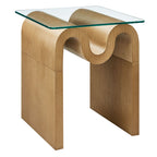 Ondine Glass Top Side Table - EEI-6902-NAT
