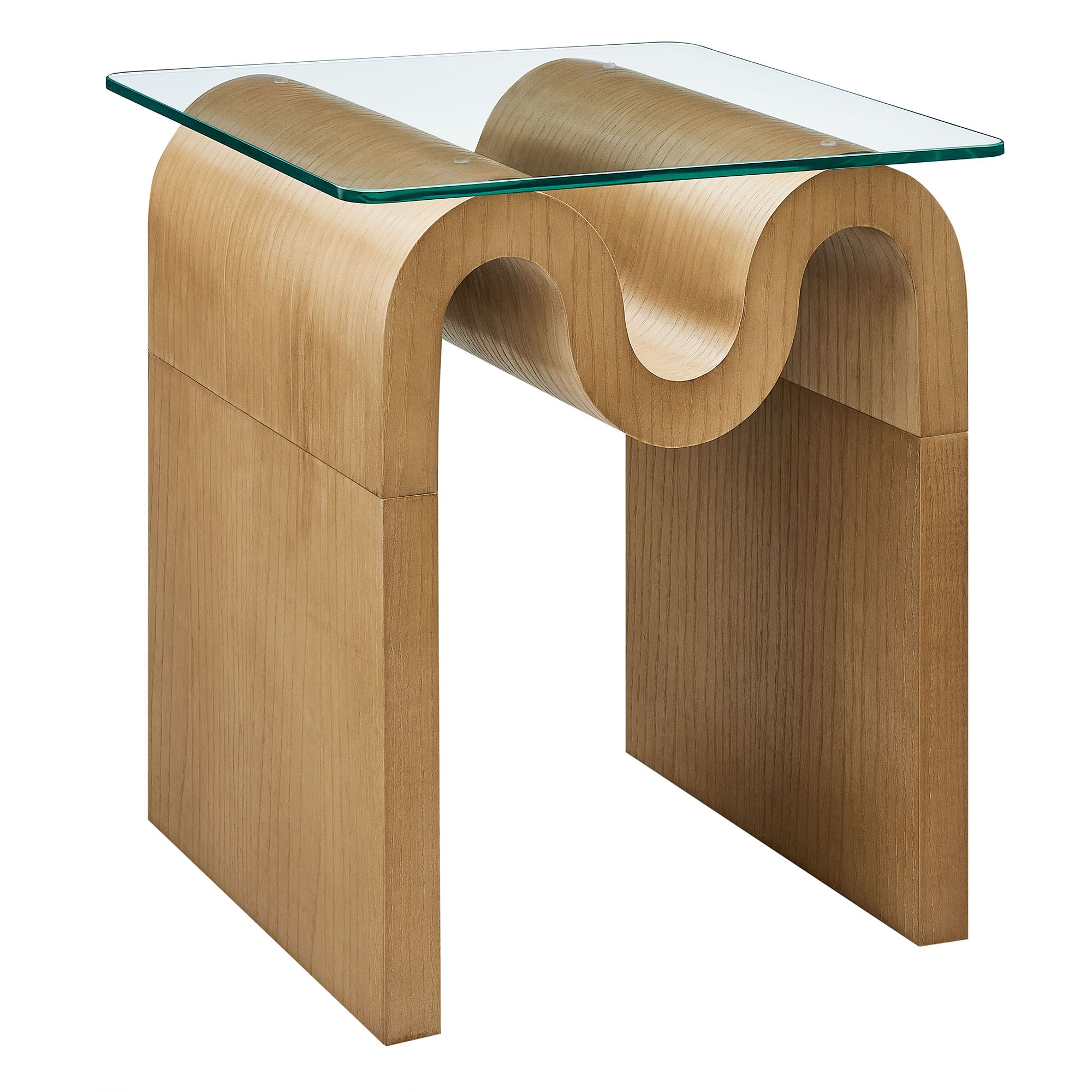 Ondine Glass Top Side Table - EEI-6902-NAT