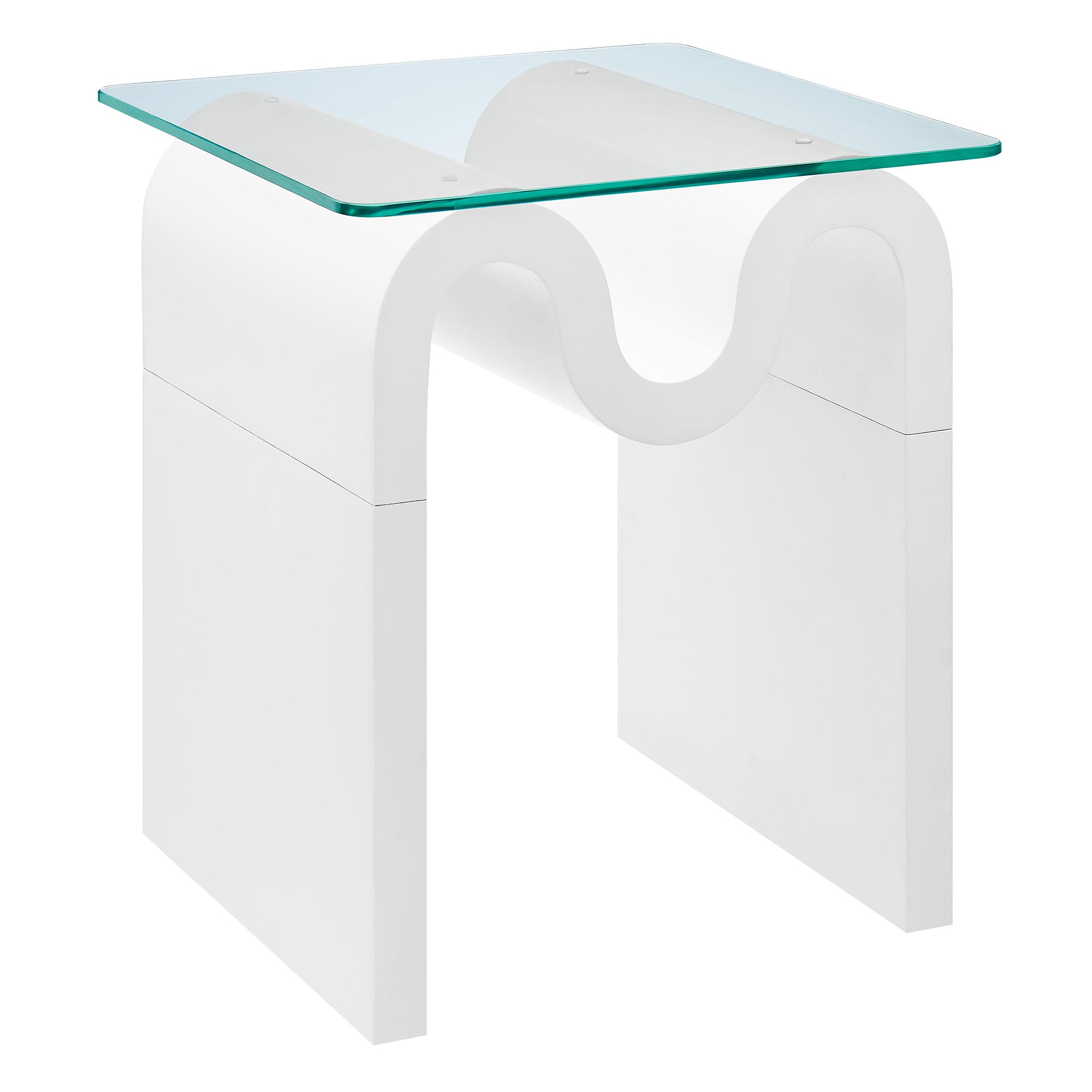 Ondine Glass Top Side Table - EEI-6902-WHI