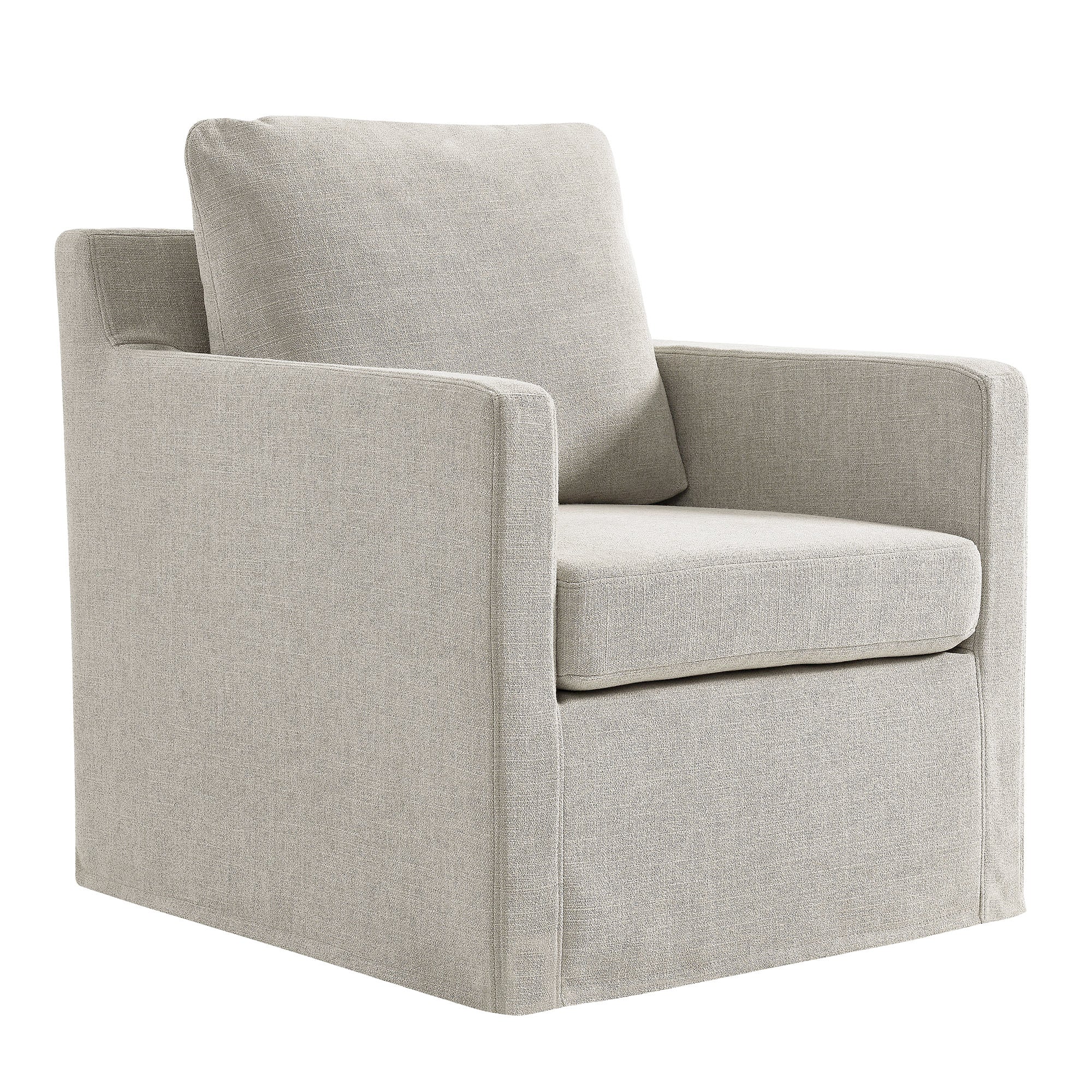 Serene Fabric Slipcovered Swivel Armchair - EEI-6910-LIN