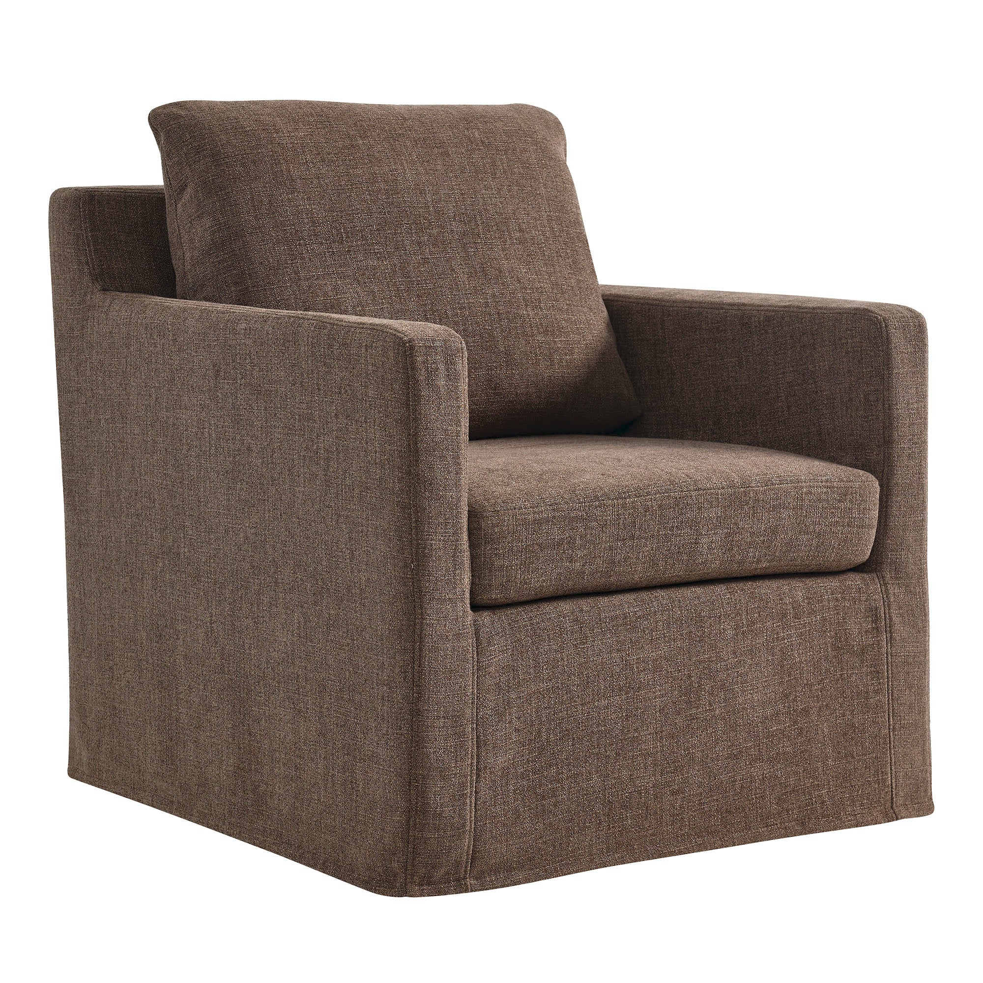 Serene Fabric Slipcovered Swivel Armchair - EEI-6910-MOC