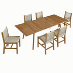 Vienna 7-Piece Outdoor Patio Teak and Rope Dining Set with Armless Chairs - EEI-6927-NAT-NAT
