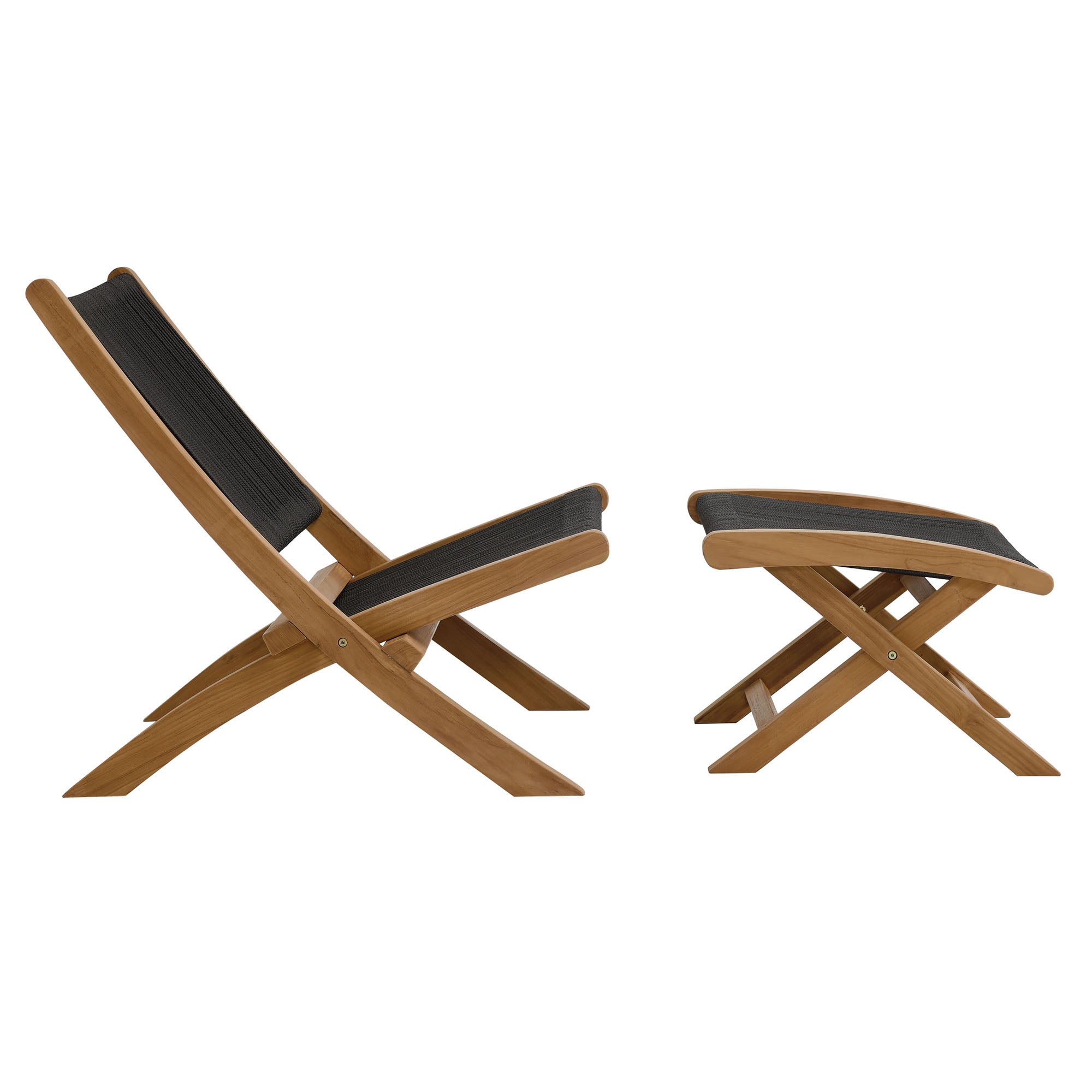 Vienna 7-Piece Outdoor Patio Teak and Rope Dining Set with Curved-Back Armchairs