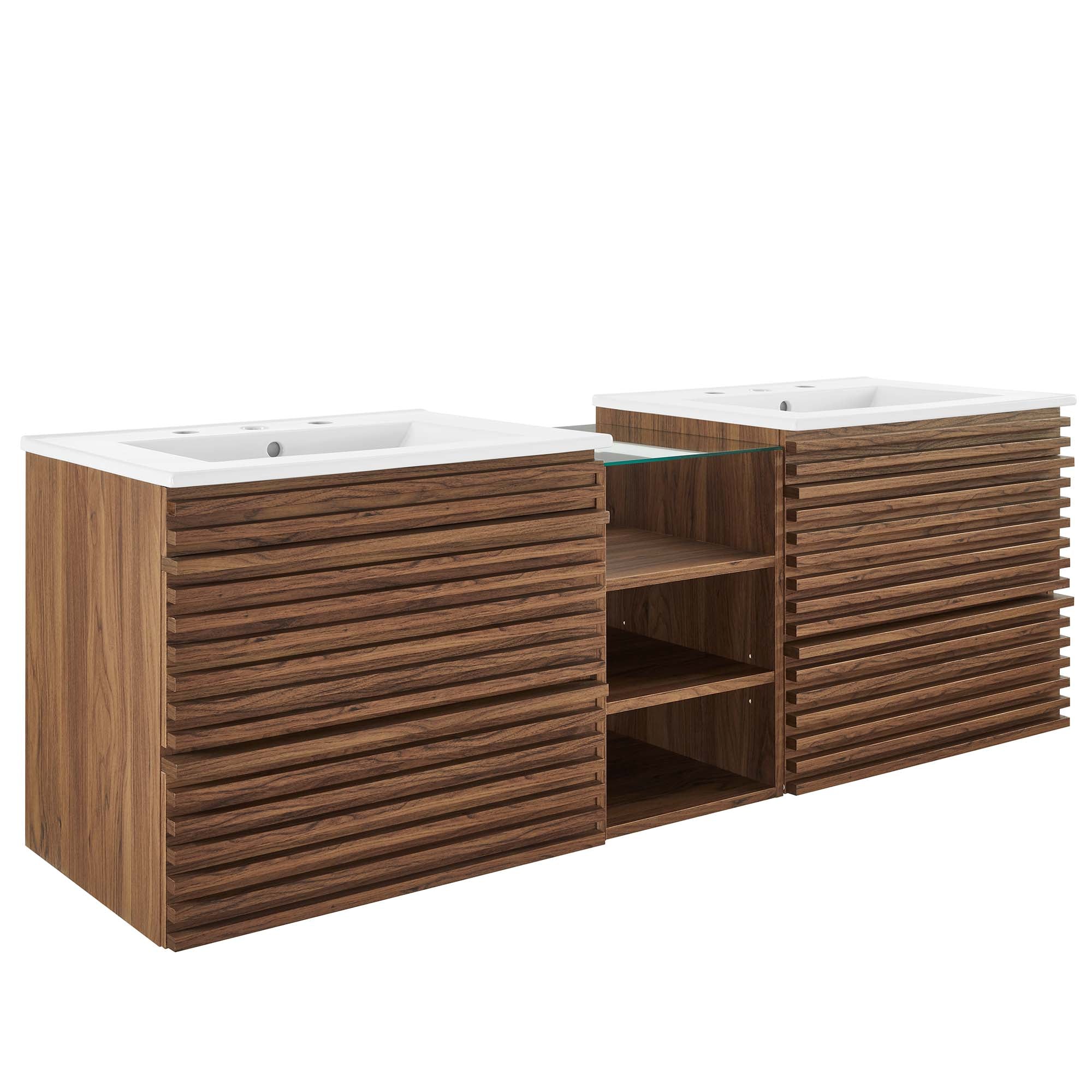 Render Wall-Mount Bathroom Vanity with Black Basin Included - EEI-6941-WAL-WHI