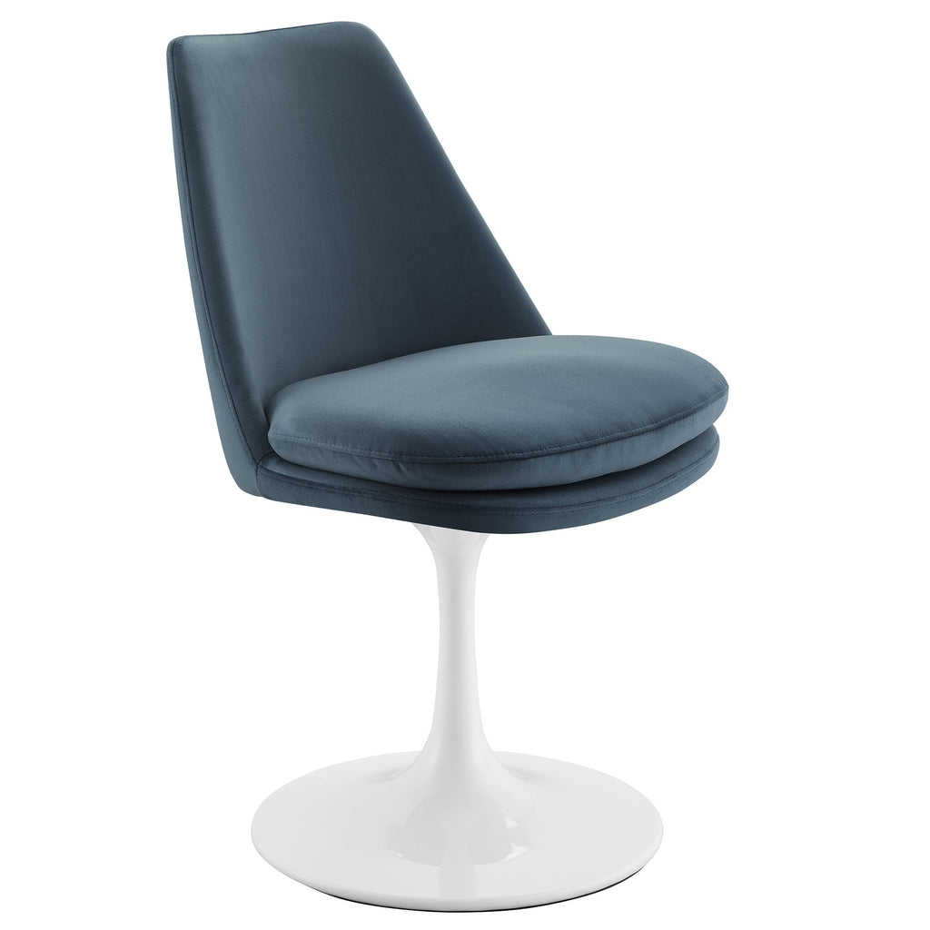 Lippa Swivel Dining Performance Velvet Side Chair - EEI-6954-WHI-CAB