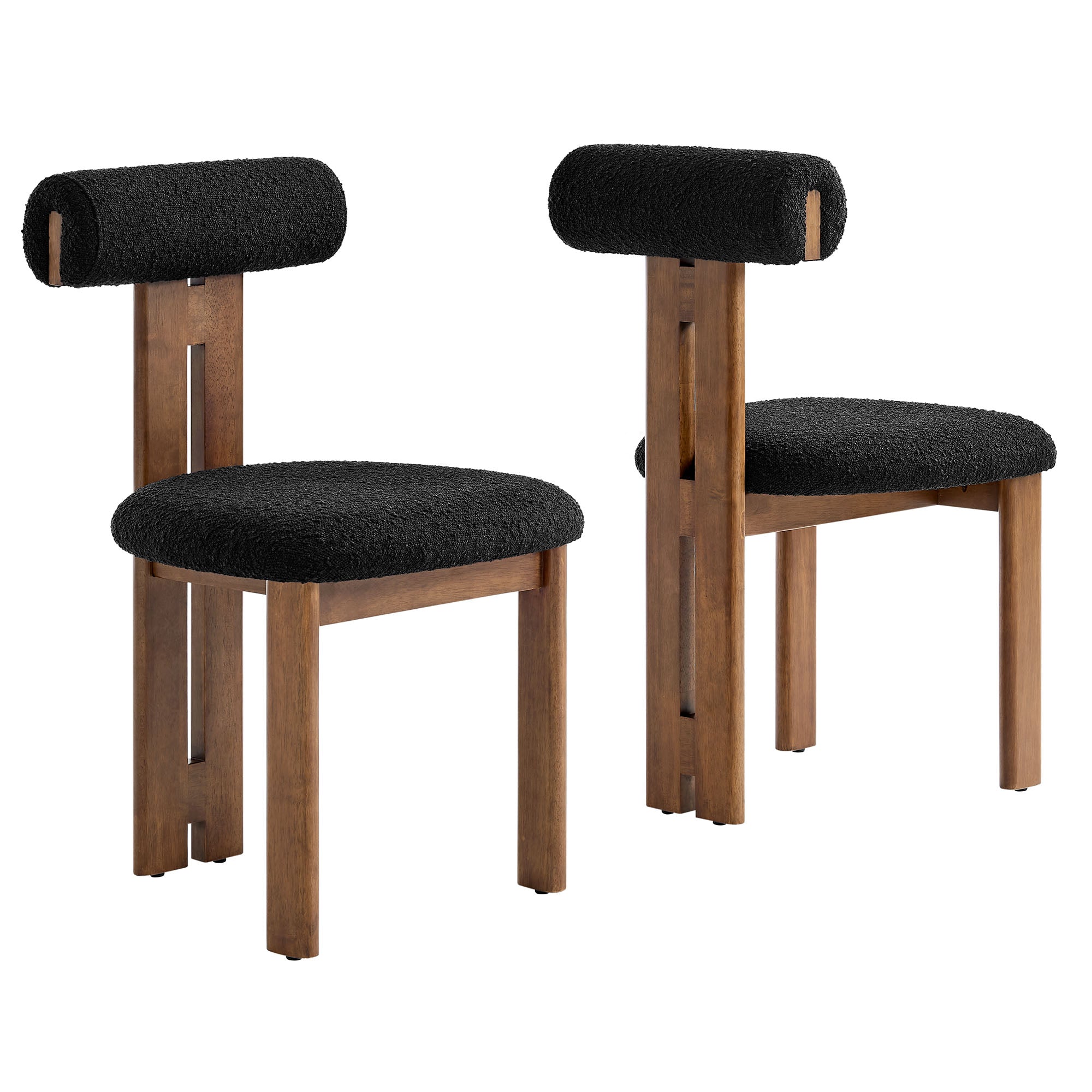 Torian Boucle Fabric Dining Chair Set of 2 - EEI-6960-WAL-BLK