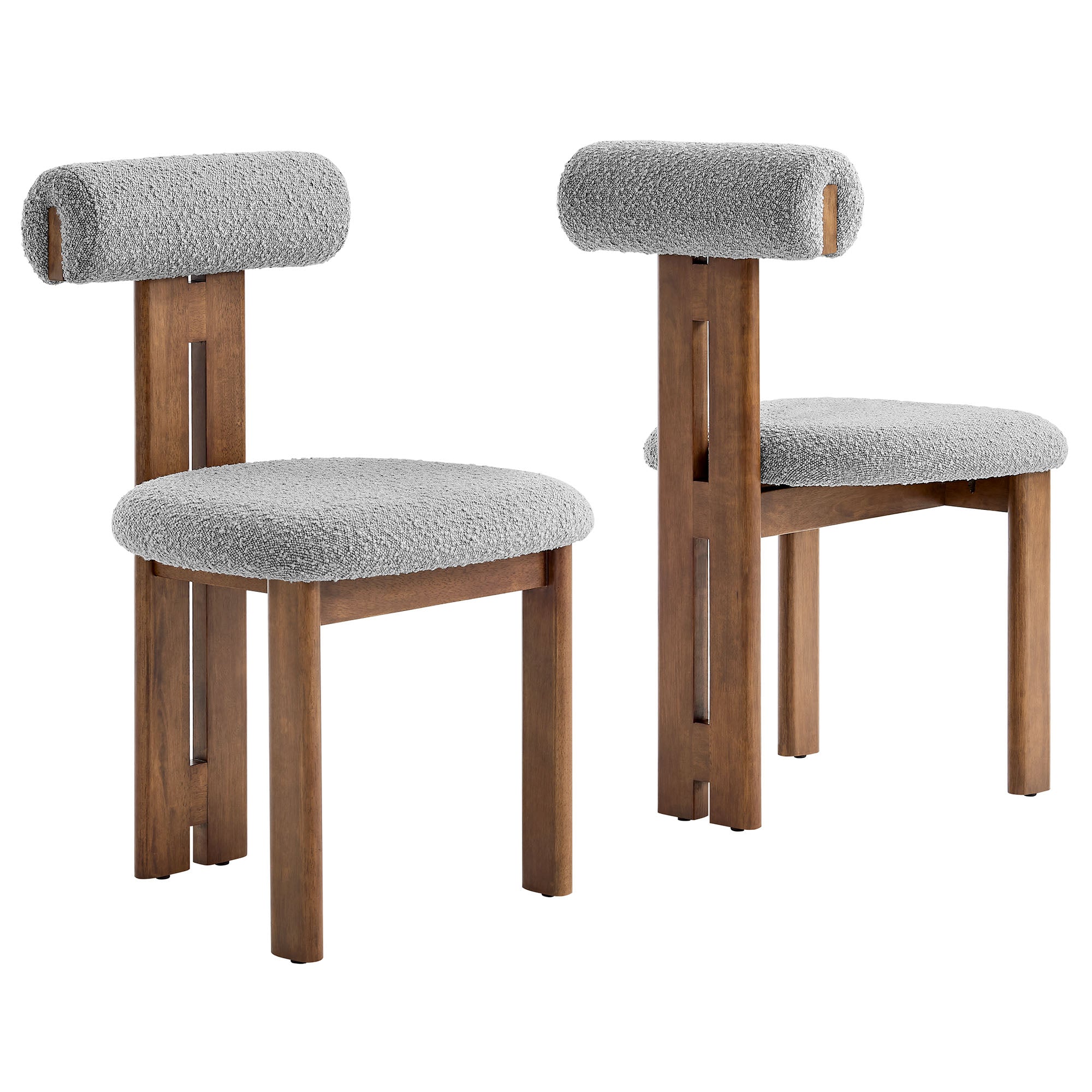 Torian Boucle Fabric Dining Chair Set of 2 - EEI-6960-WAL-LGR