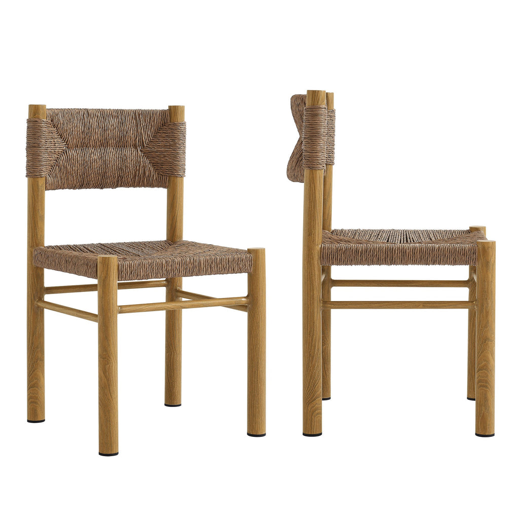Parkland Outdoor Patio Rattan and Aluminum Dining Side Chairs Set of 2 - EEI-6982-NAT