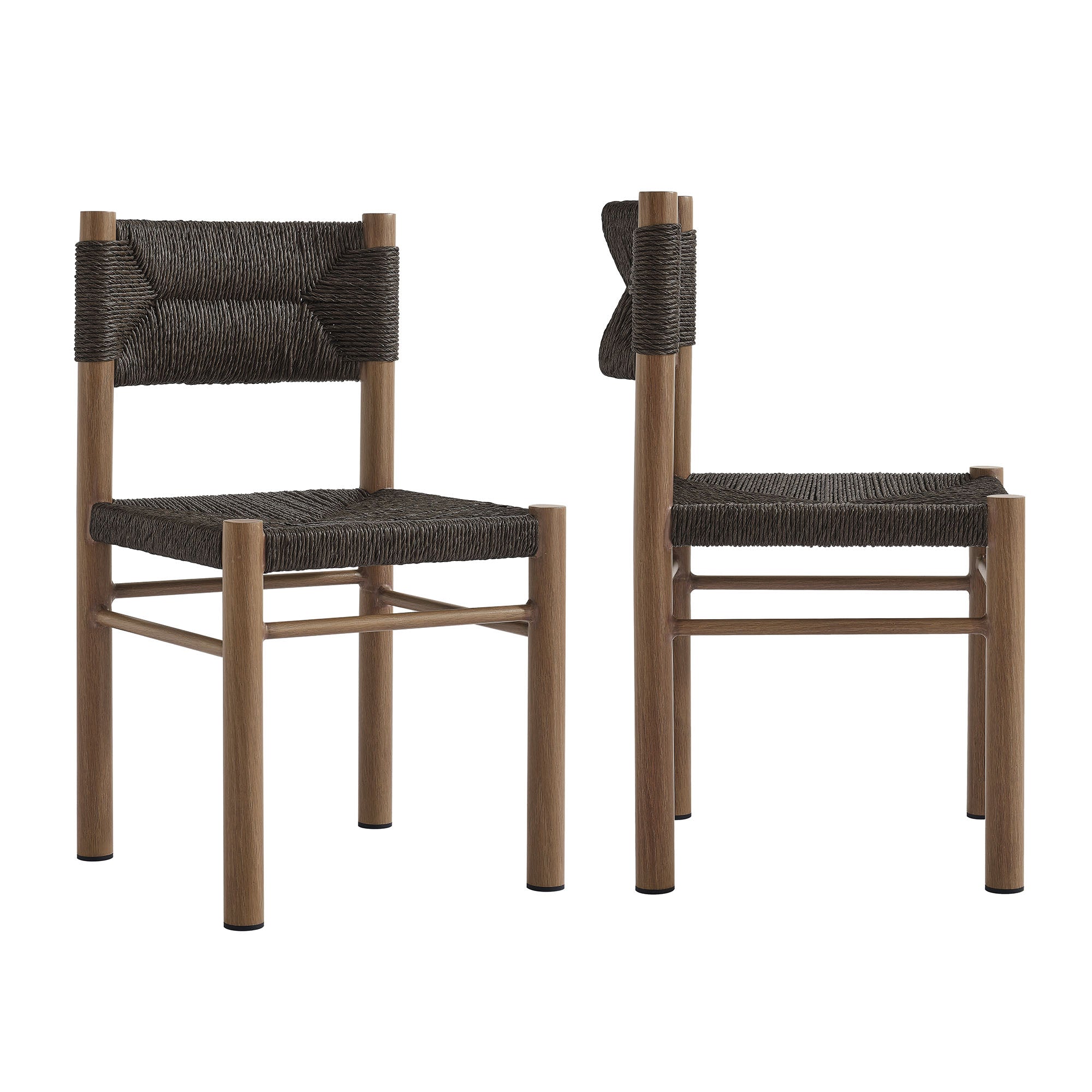 Parkland Outdoor Patio Rattan and Aluminum Dining Side Chairs Set of 2 - EEI-6982-WAL