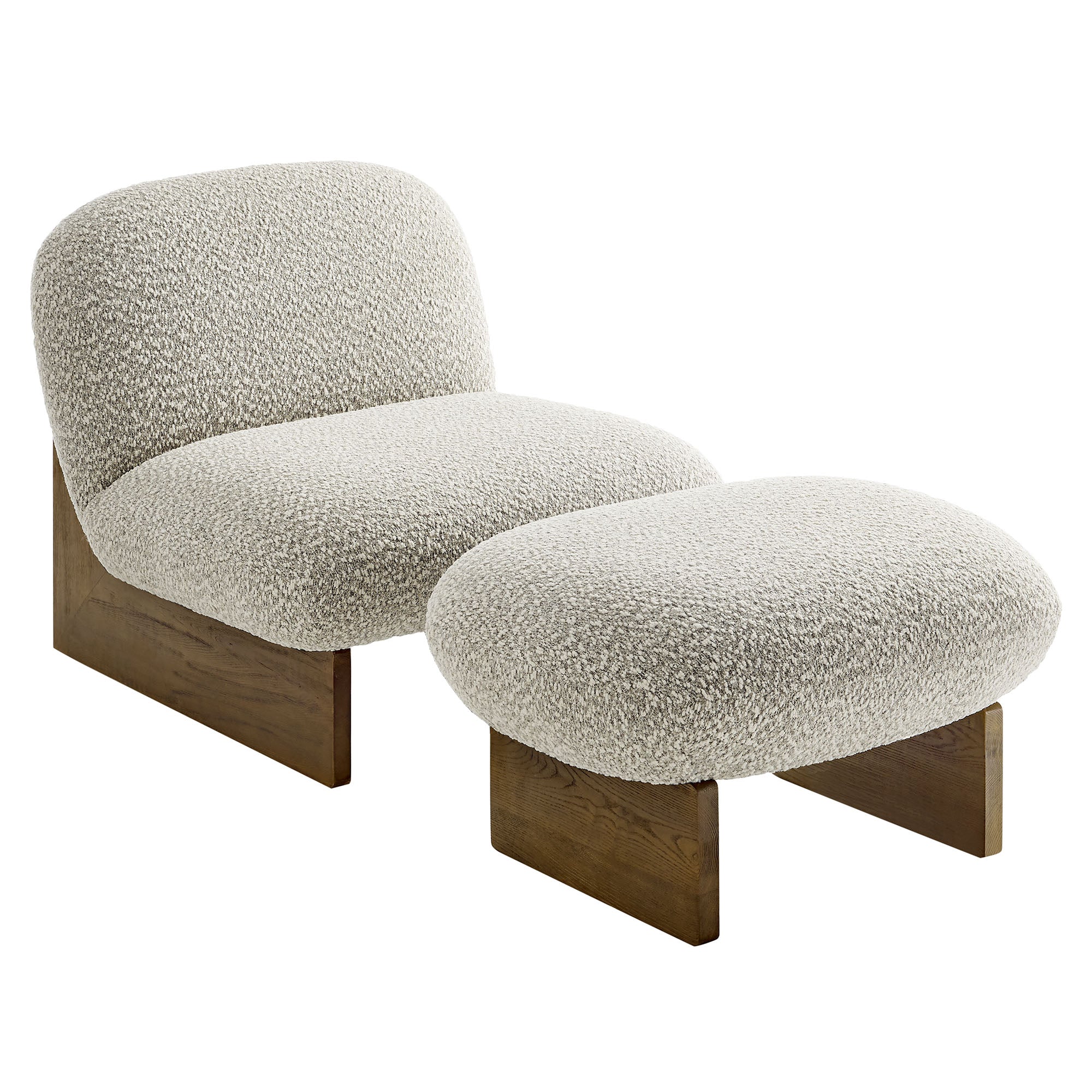 Loyal Boucle Fabric Accent Chair and Ottoman Set - EEI-6988-RIV-WAL