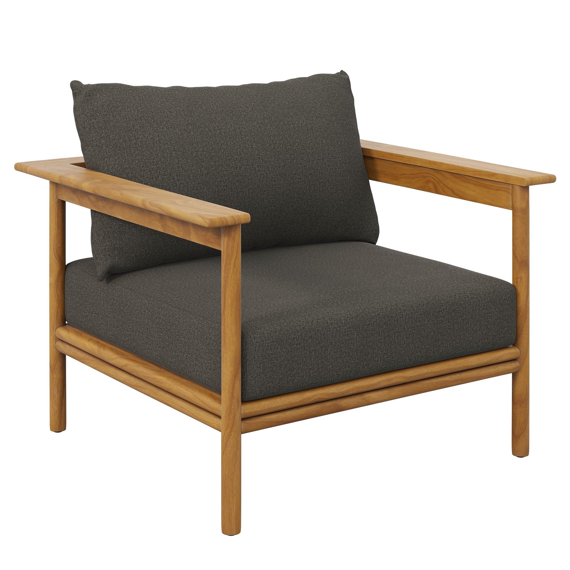 Wren Outdoor Patio Teak Wood Armchair - EEI-7007-NAT-FLI