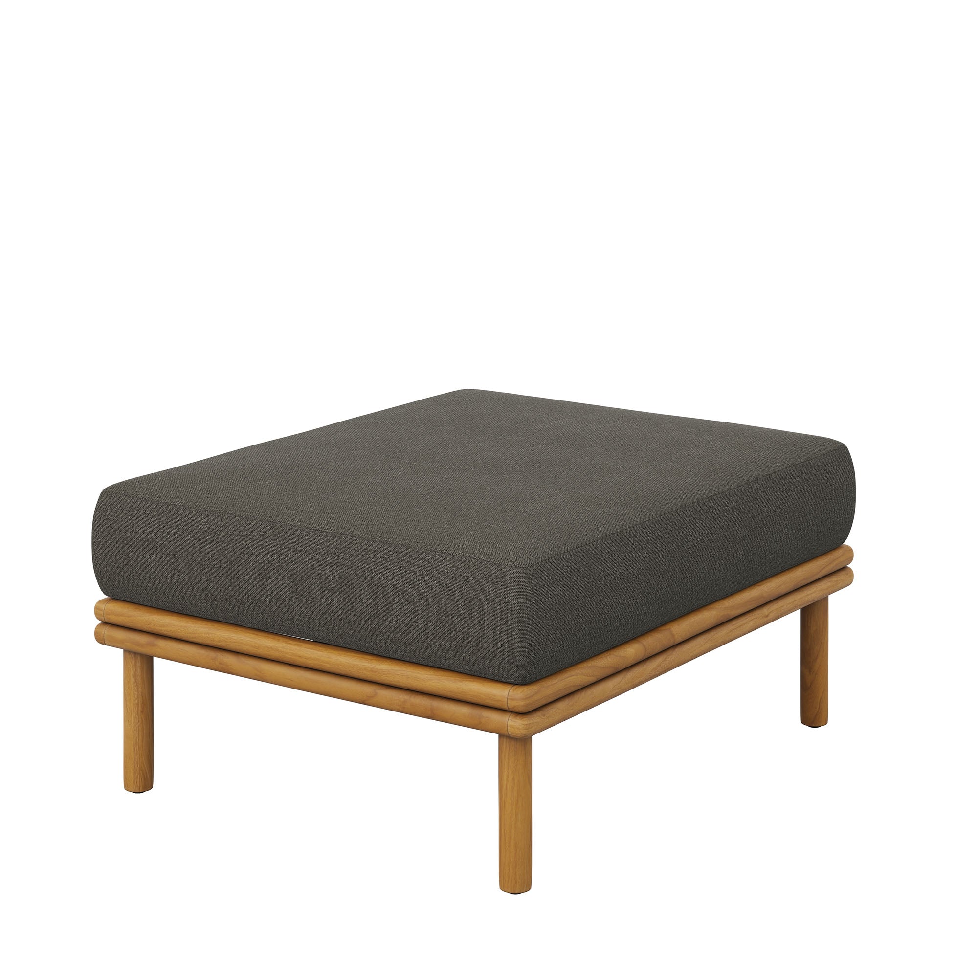 Wren Outdoor Patio Teak Wood Ottoman - EEI-7009-NAT-FLI