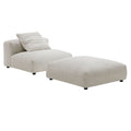 Solace  Modular Corduroy Upholstered Armless Chair and Ottoman Set