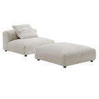 Solace  Modular Corduroy Upholstered Armless Chair and Ottoman Set