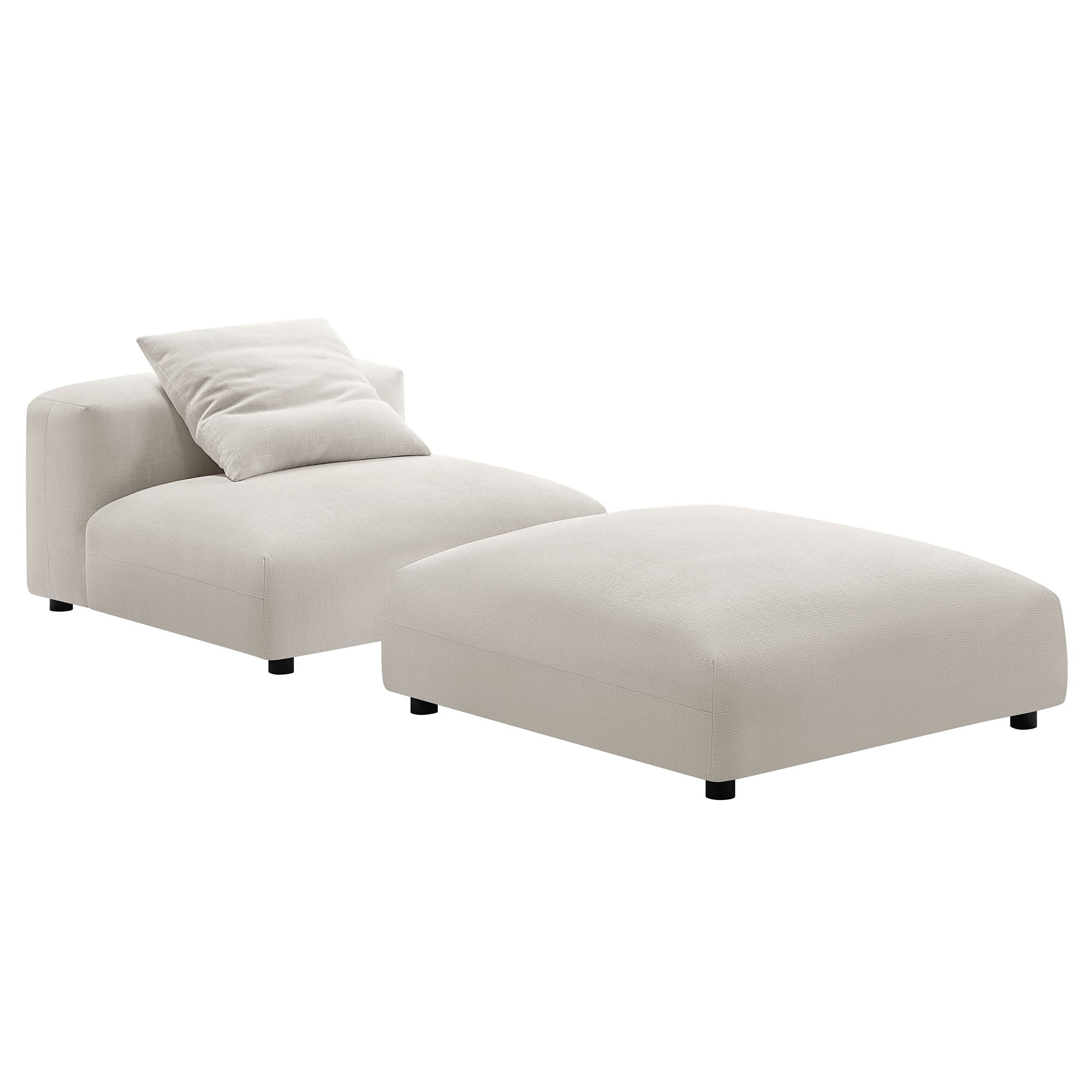 Solace  Modular Upholstered Fabric Armless Chair and Ottoman Set