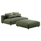 Solace  Modular Corduroy Upholstered Armless Loveseat and Ottoman Set