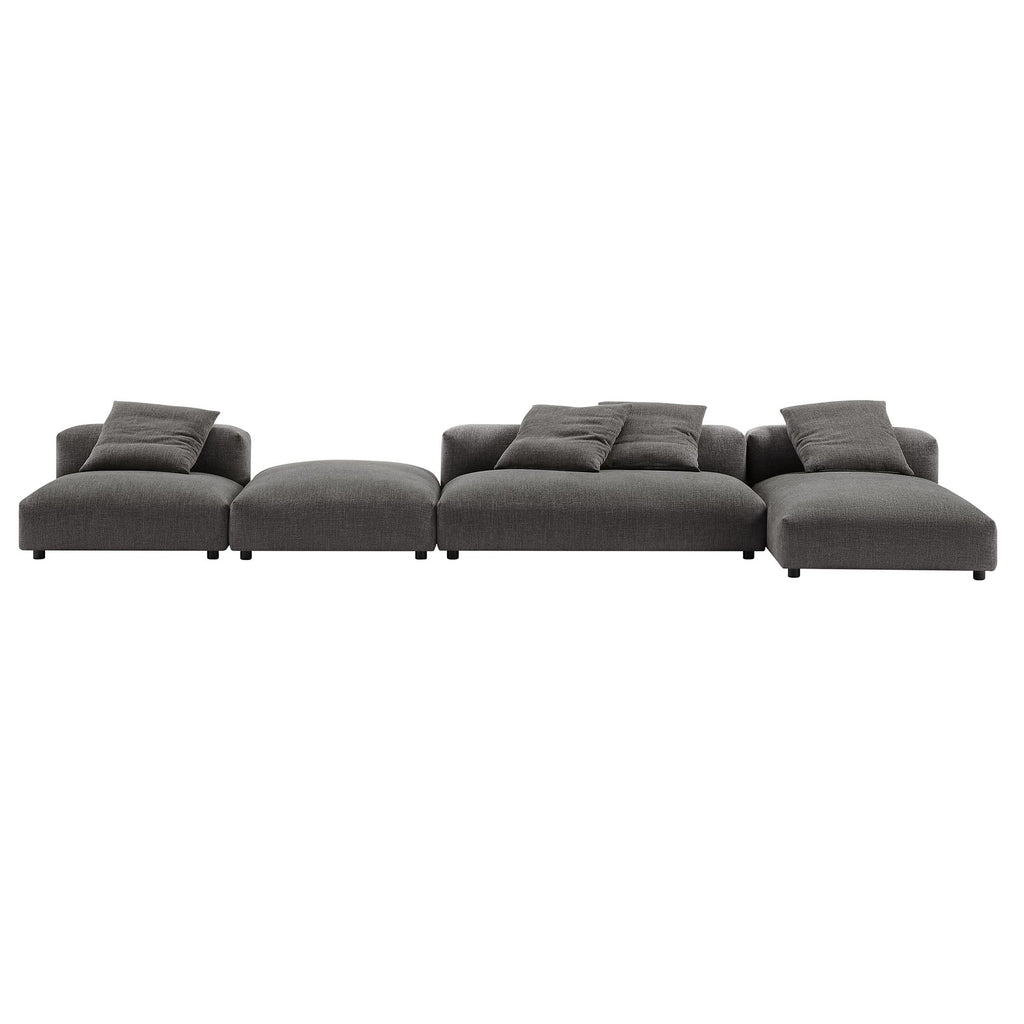 Solace 4-Piece Modular Upholstered Fabric Sectional Sofa With Ottoman