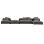Solace 4-Piece Modular Upholstered Fabric Sectional Sofa With Ottoman