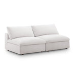 modular Down Filled Overstuffed 2-Piece Armless Sectional Loveseat