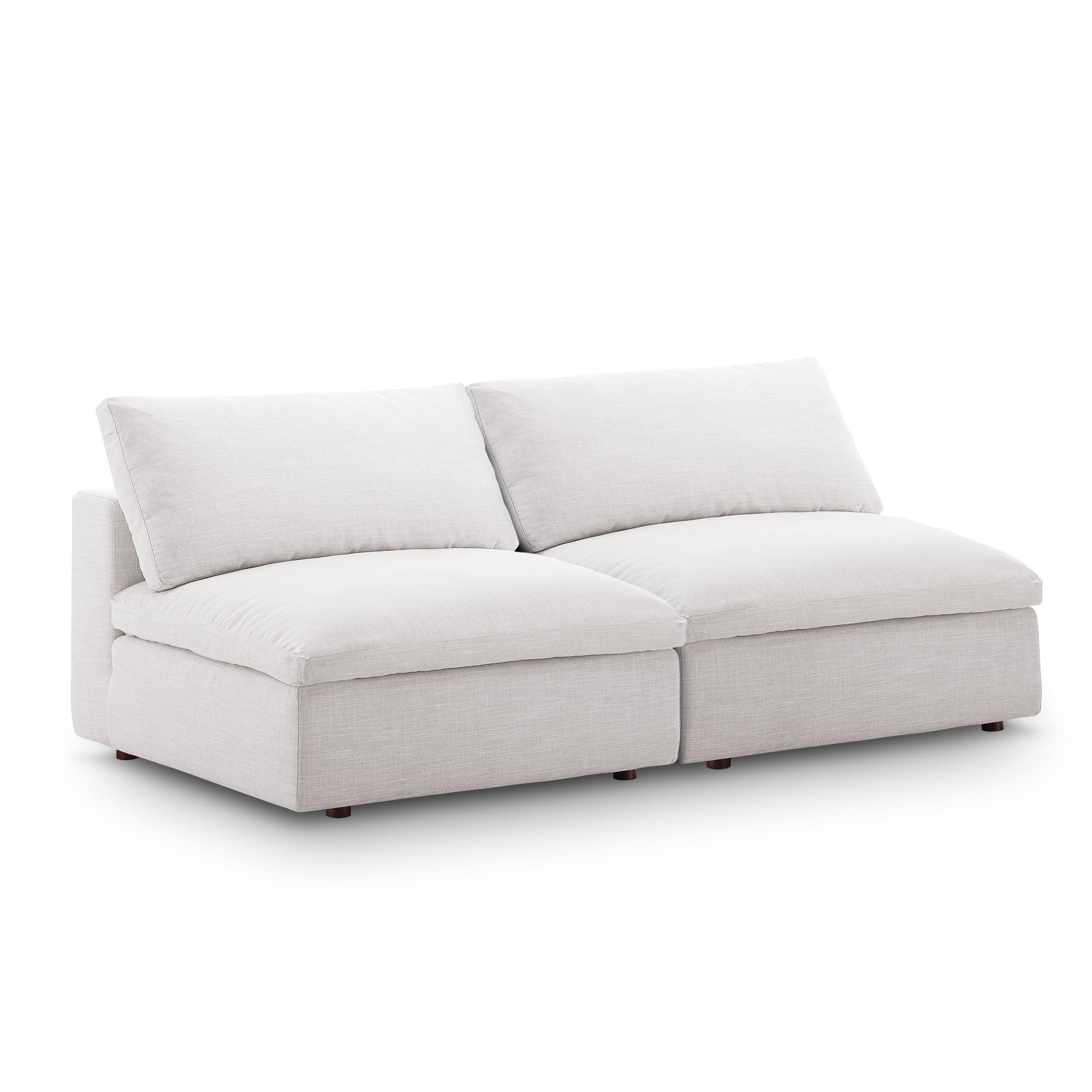 modular Down Filled Overstuffed 2-Piece Armless Sectional Loveseat