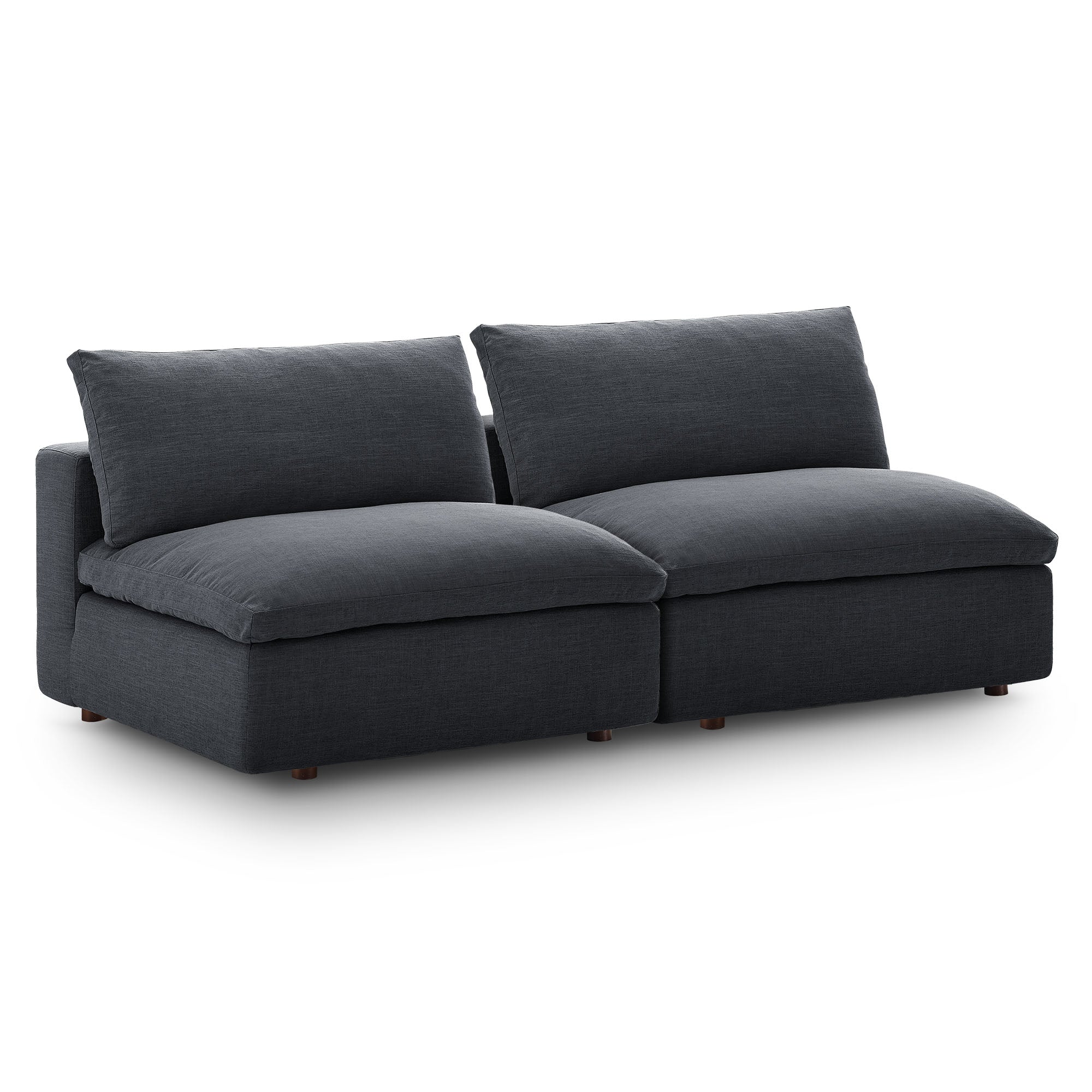 Commix Down Filled Overstuffed 2-Piece Armless Sectional Loveseat - EEI-7042-GRY