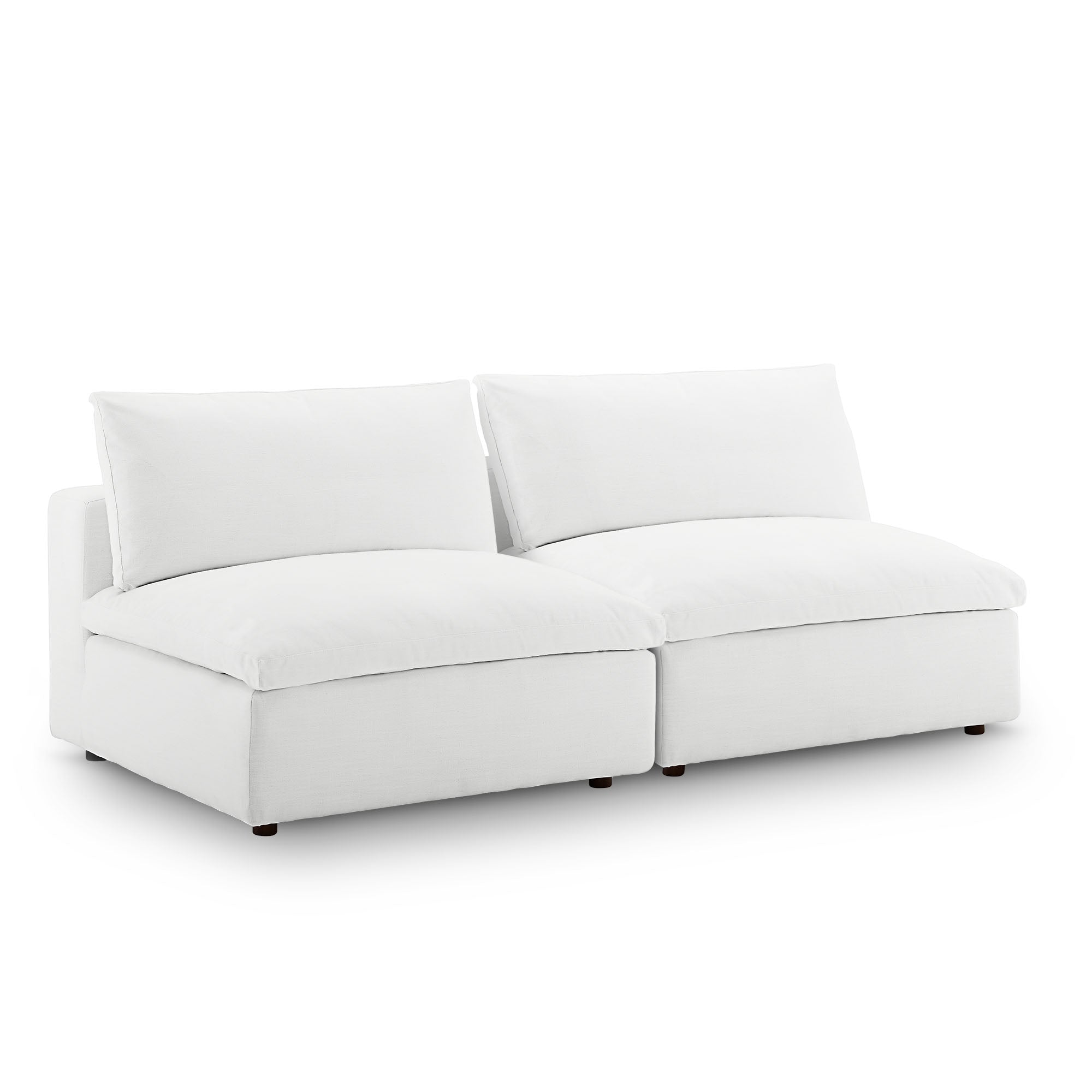 modular Down Filled Overstuffed 2-Piece Armless Sectional Loveseat
