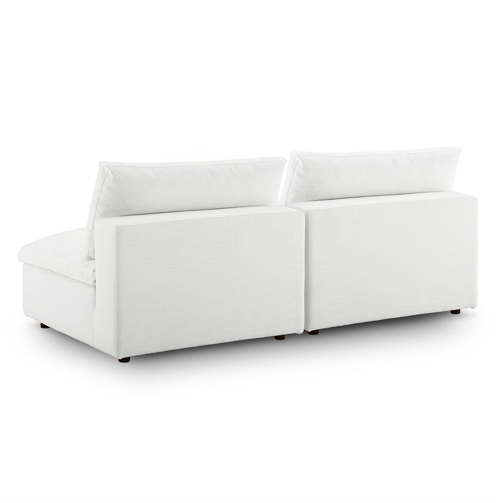 modular Down Filled Overstuffed 2-Piece Armless Sectional Loveseat