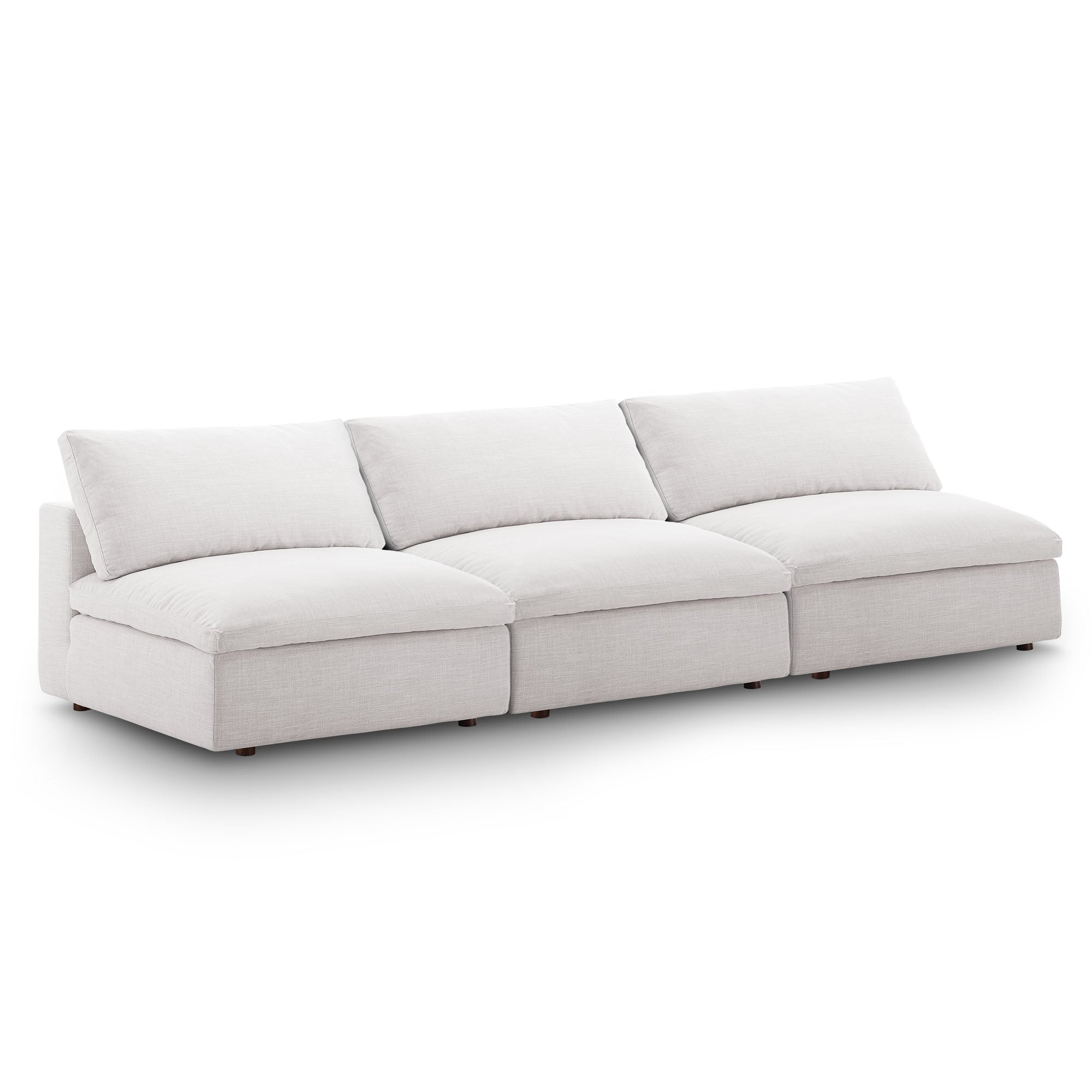 modular Down Filled Overstuffed 3-Piece Armless Sectional Sofa