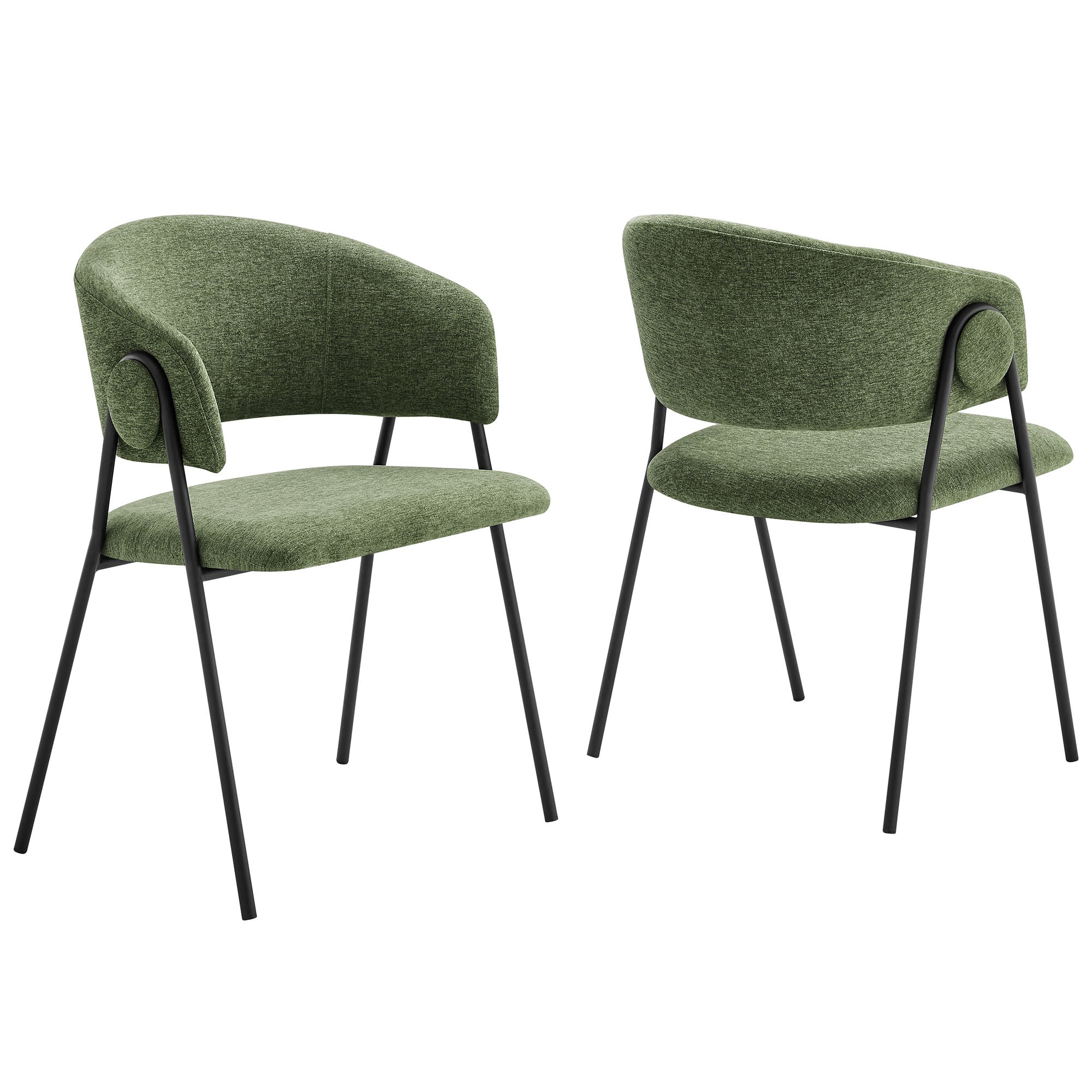 Nella Upholstered Heathered Chenille Dining Chairs Set of 2 - EEI-7045-EUC-BLK
